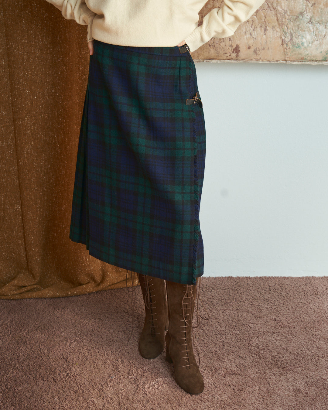 Gonna Kilt scozzese tartan blu e verde