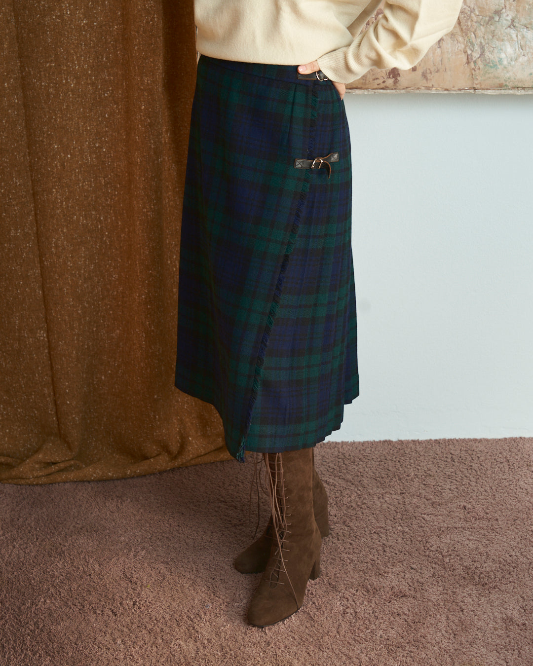 Gonna Kilt scozzese tartan blu e verde