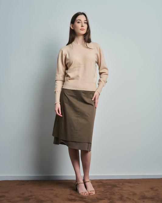 Maglia anni 50 in cashmere beige girocollo made in Scotland