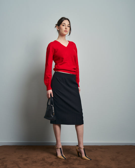 Maglia rossa in puro cashmere made in Scotland