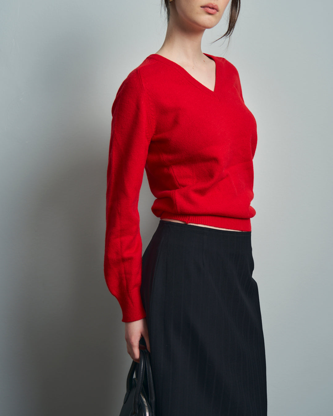 Maglia rossa in puro cashmere made in Scotland