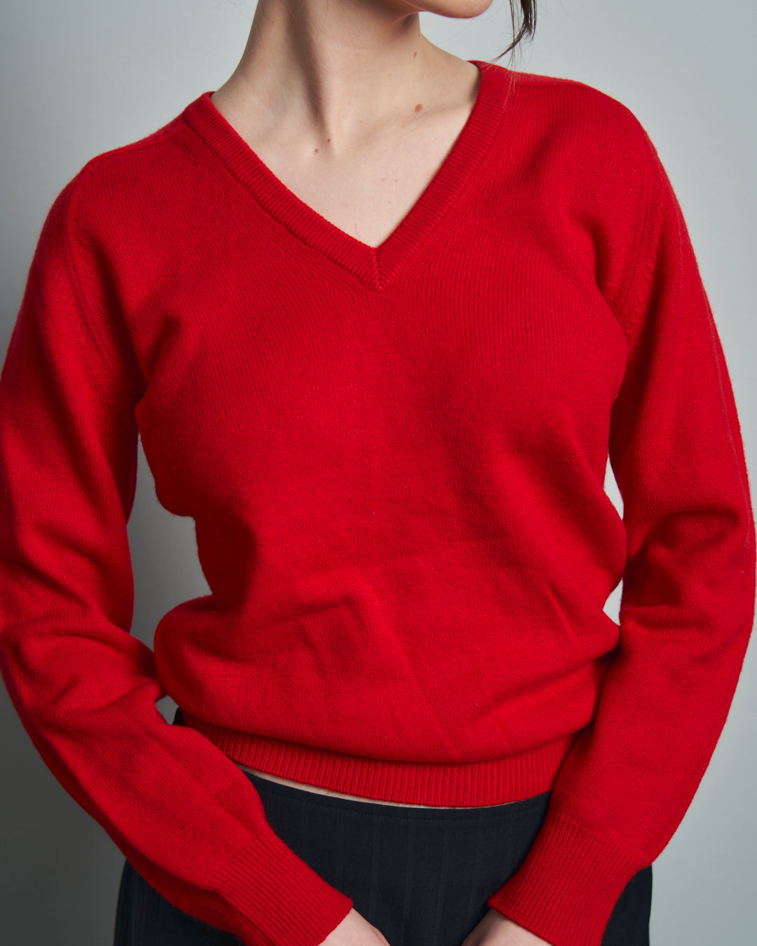 Maglia rossa in puro cashmere made in Scotland