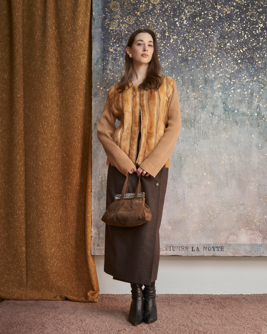 Maglia con visone in cashmere Cividini apertura zip