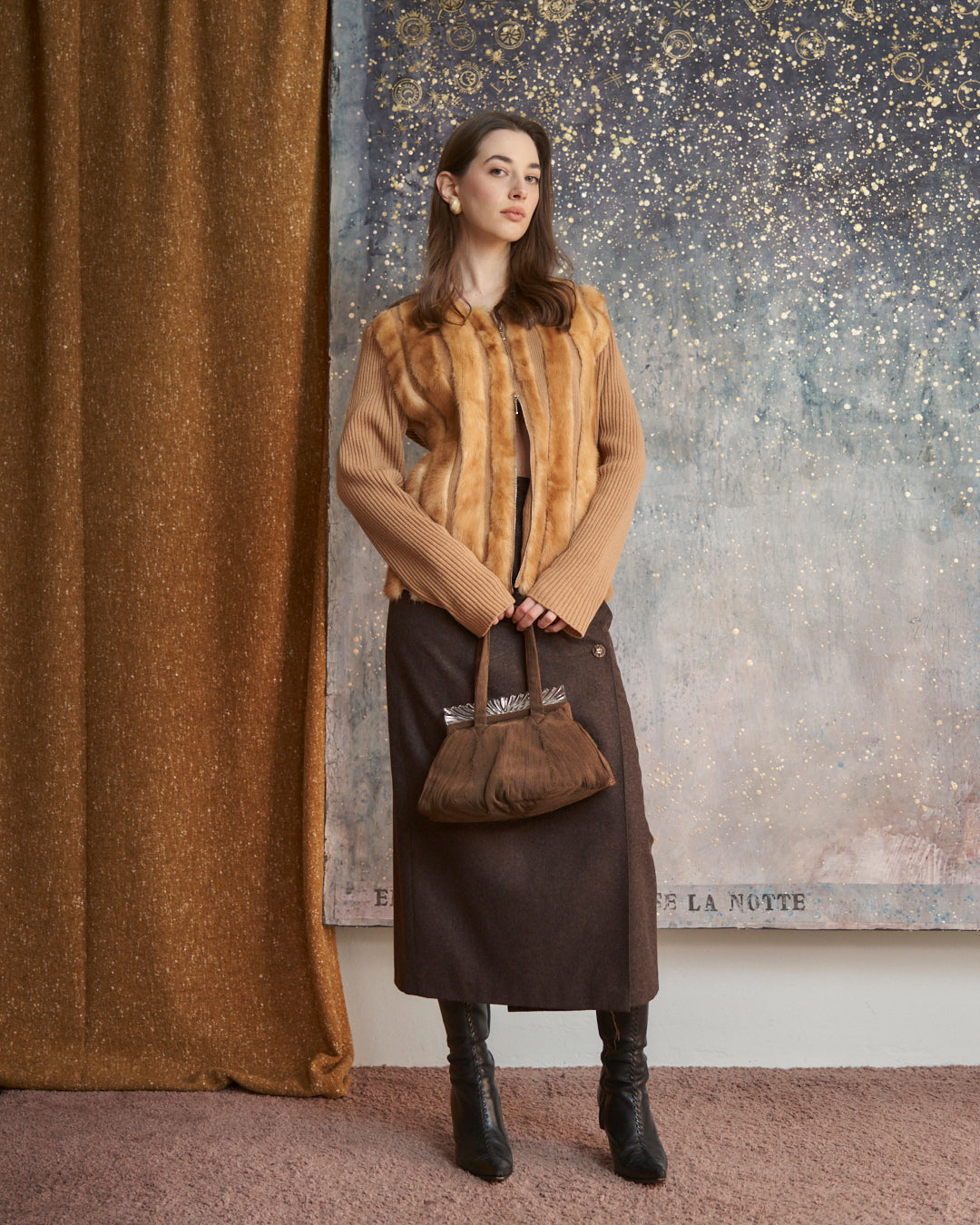 Maglia con visone in cashmere Cividini apertura zip