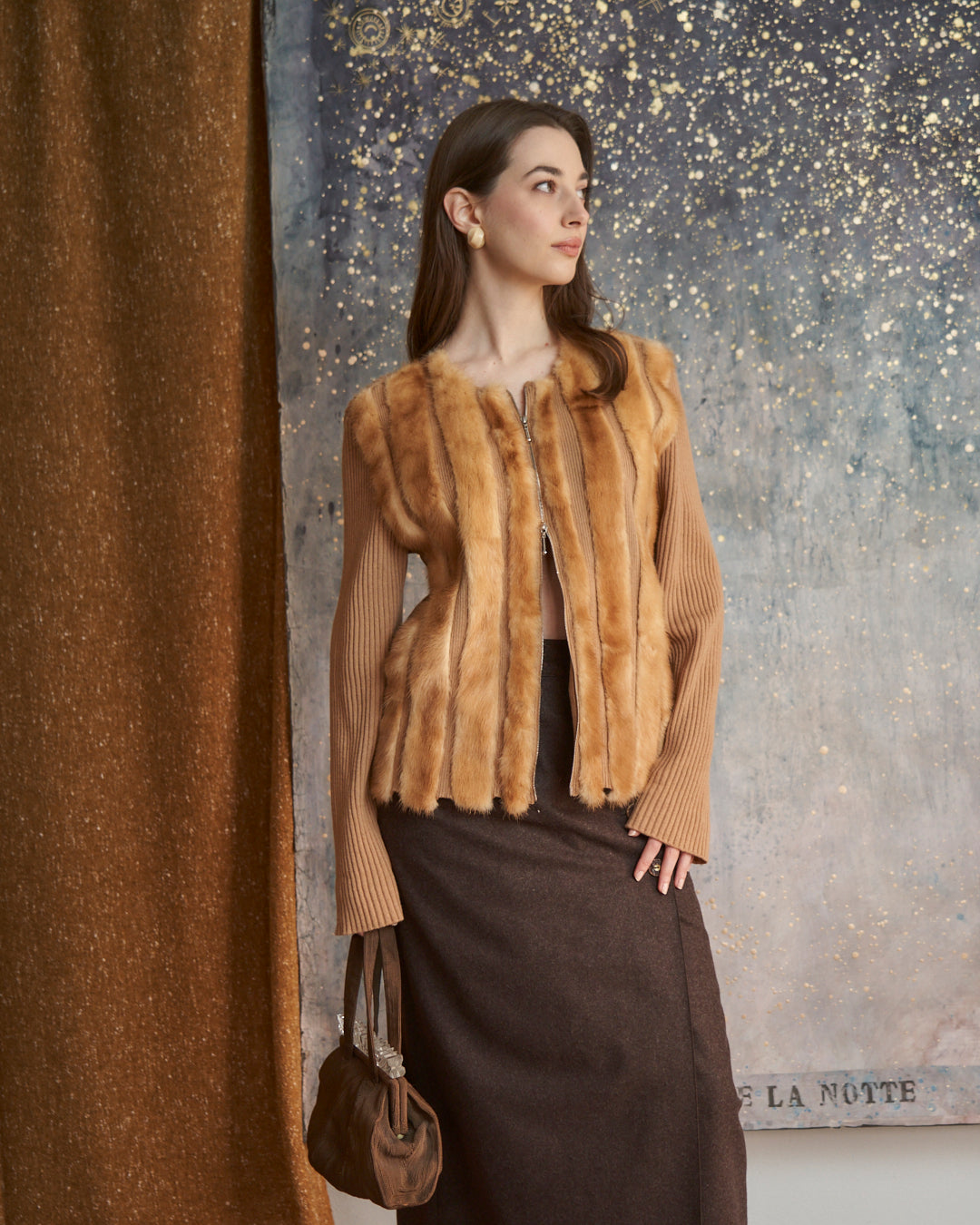 Maglia con visone in cashmere Cividini apertura zip