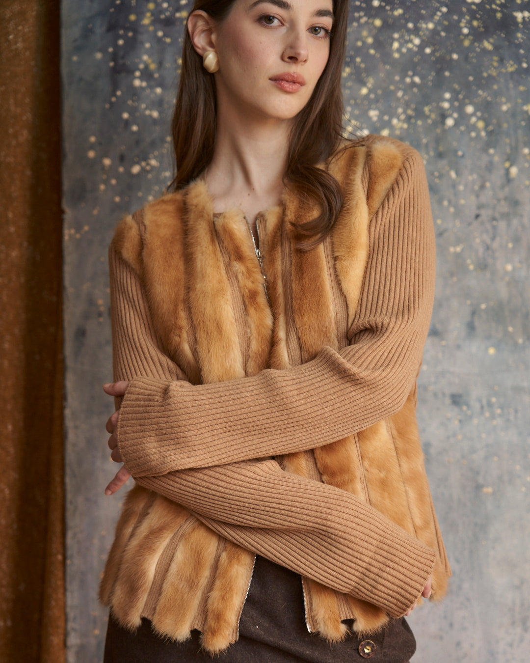 Maglia con visone in cashmere Cividini apertura zip