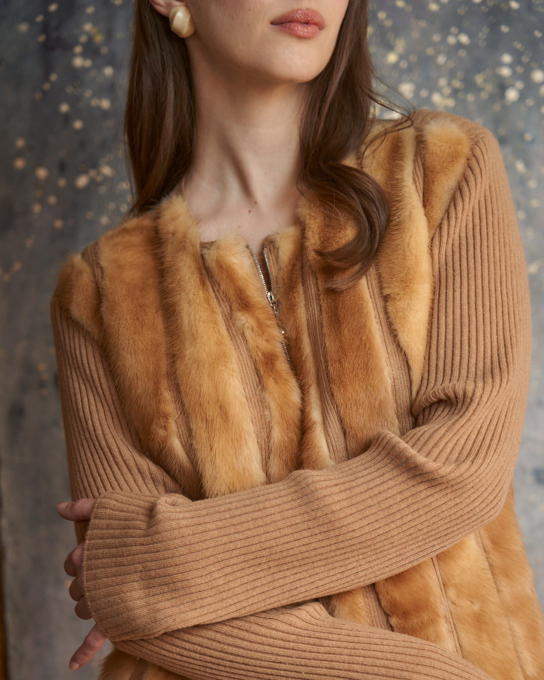 Maglia con visone in cashmere Cividini apertura zip