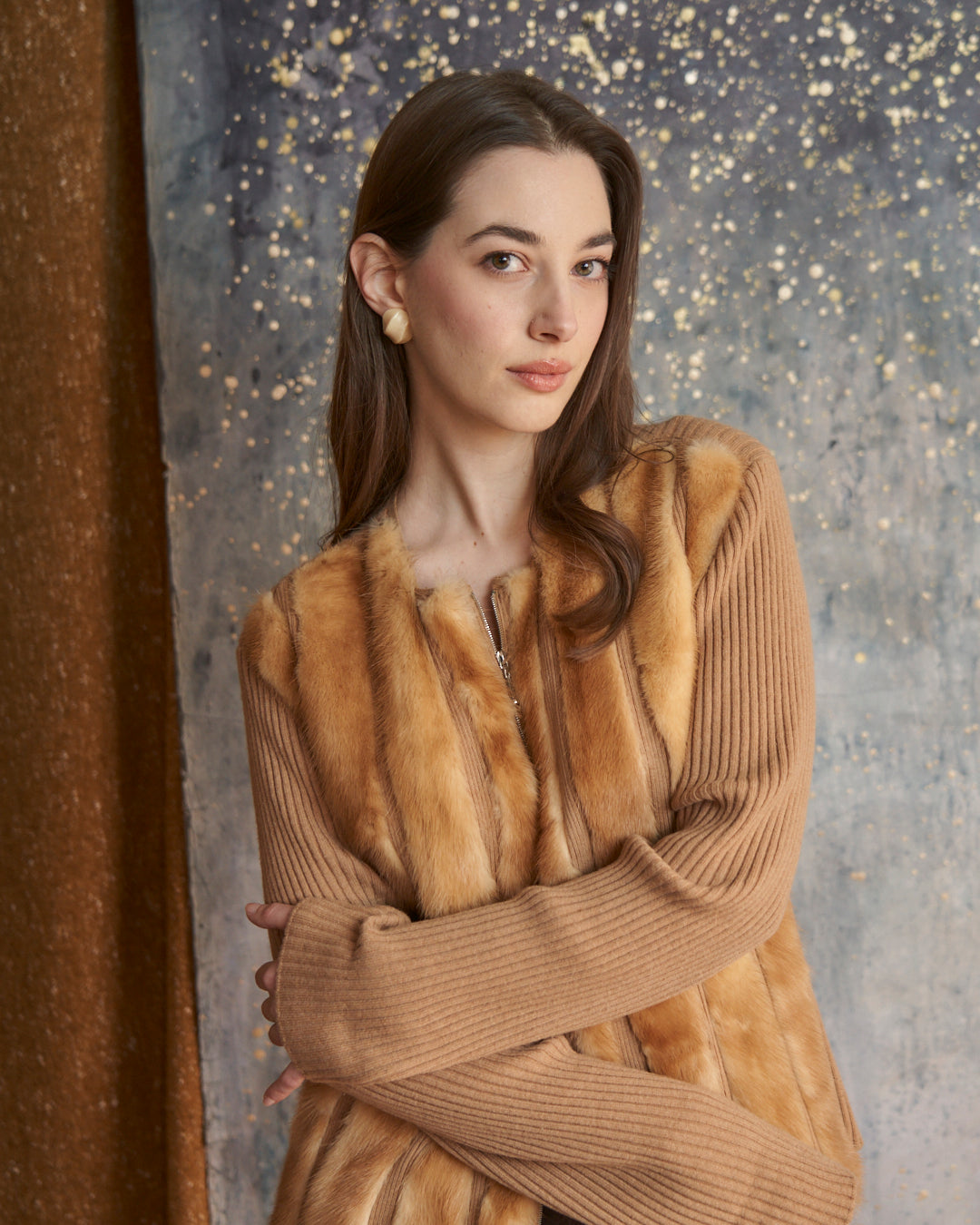 Maglia con visone in cashmere Cividini apertura zip