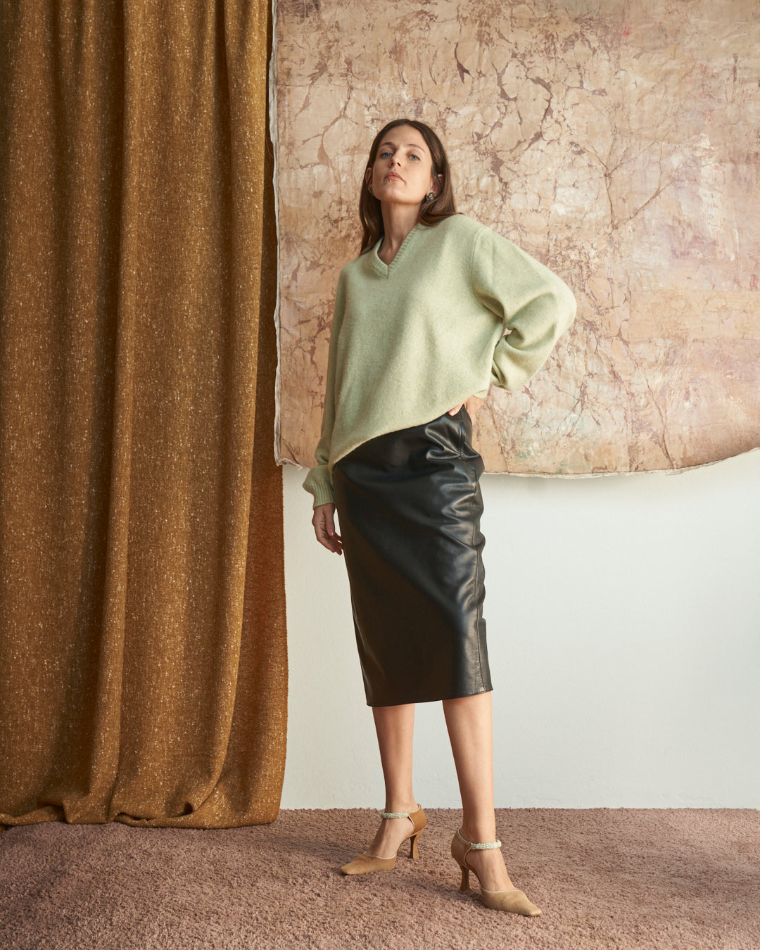 Maglia in lana e cachemire color menta, unisex