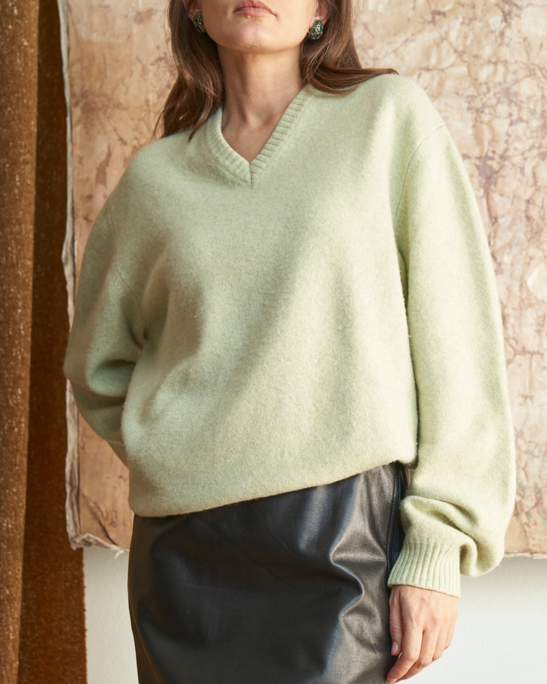 Maglia in lana e cachemire color menta, unisex