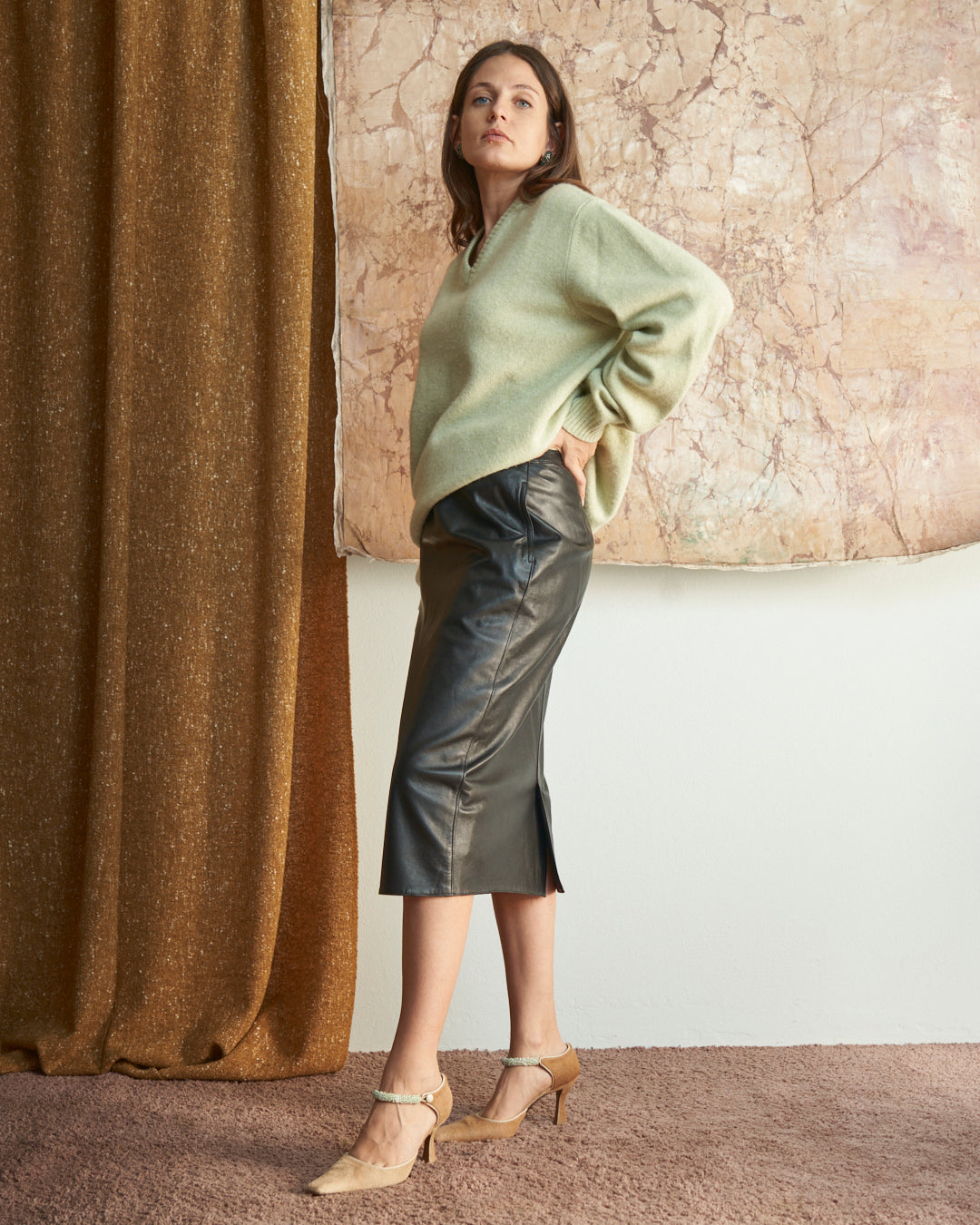 Maglia in lana e cachemire color menta, unisex