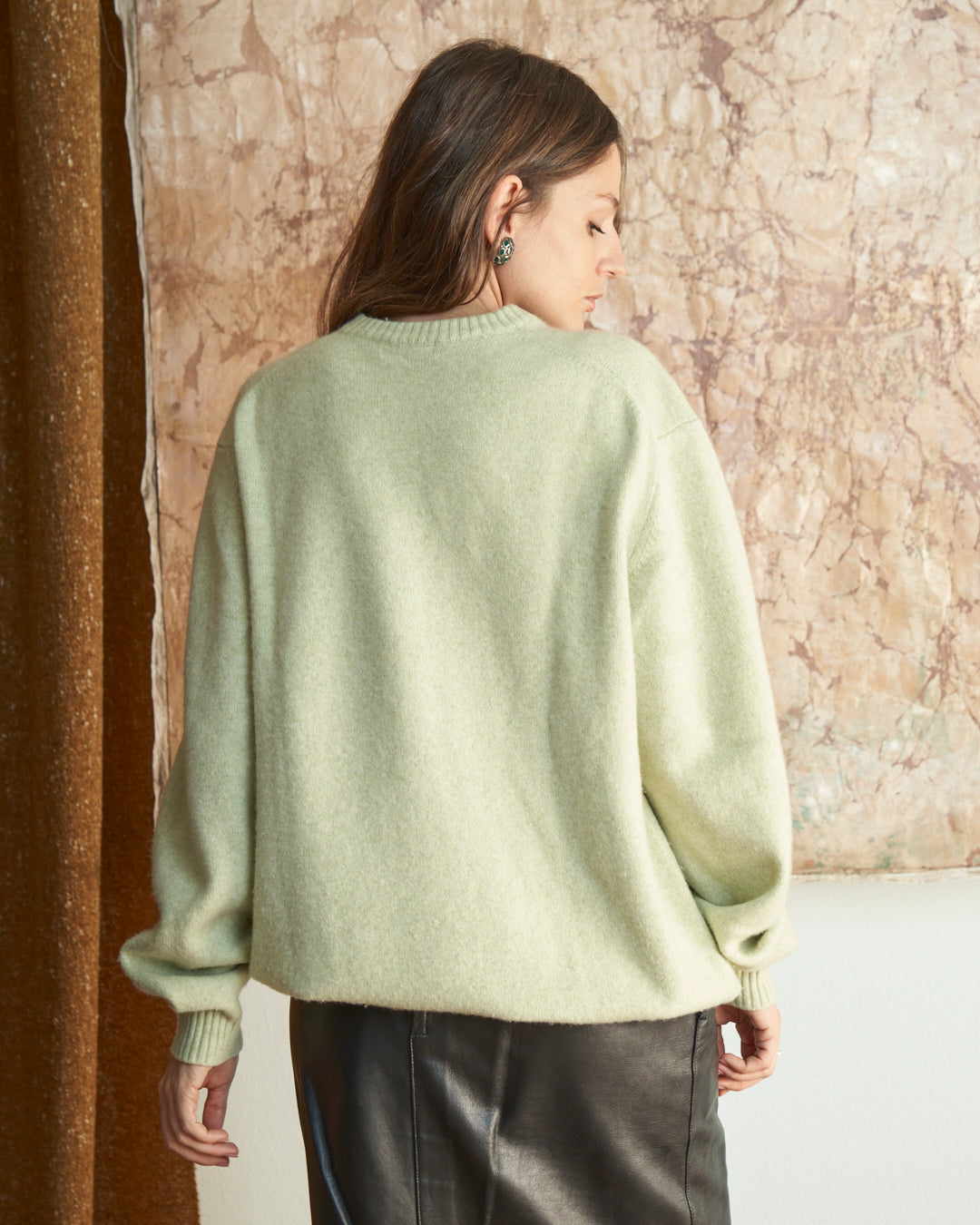 Maglia in lana e cachemire color menta, unisex