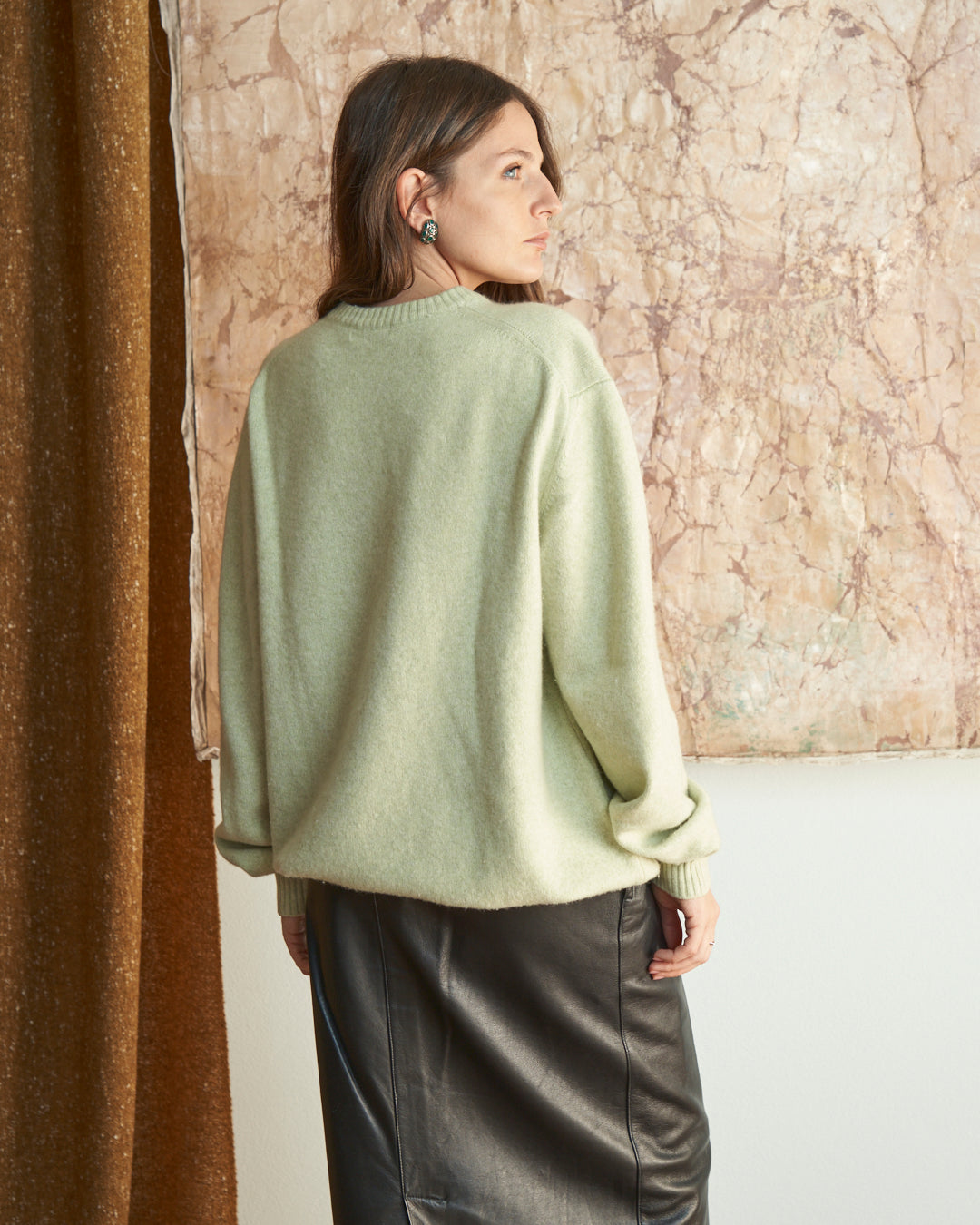 Maglia in lana e cachemire color menta, unisex