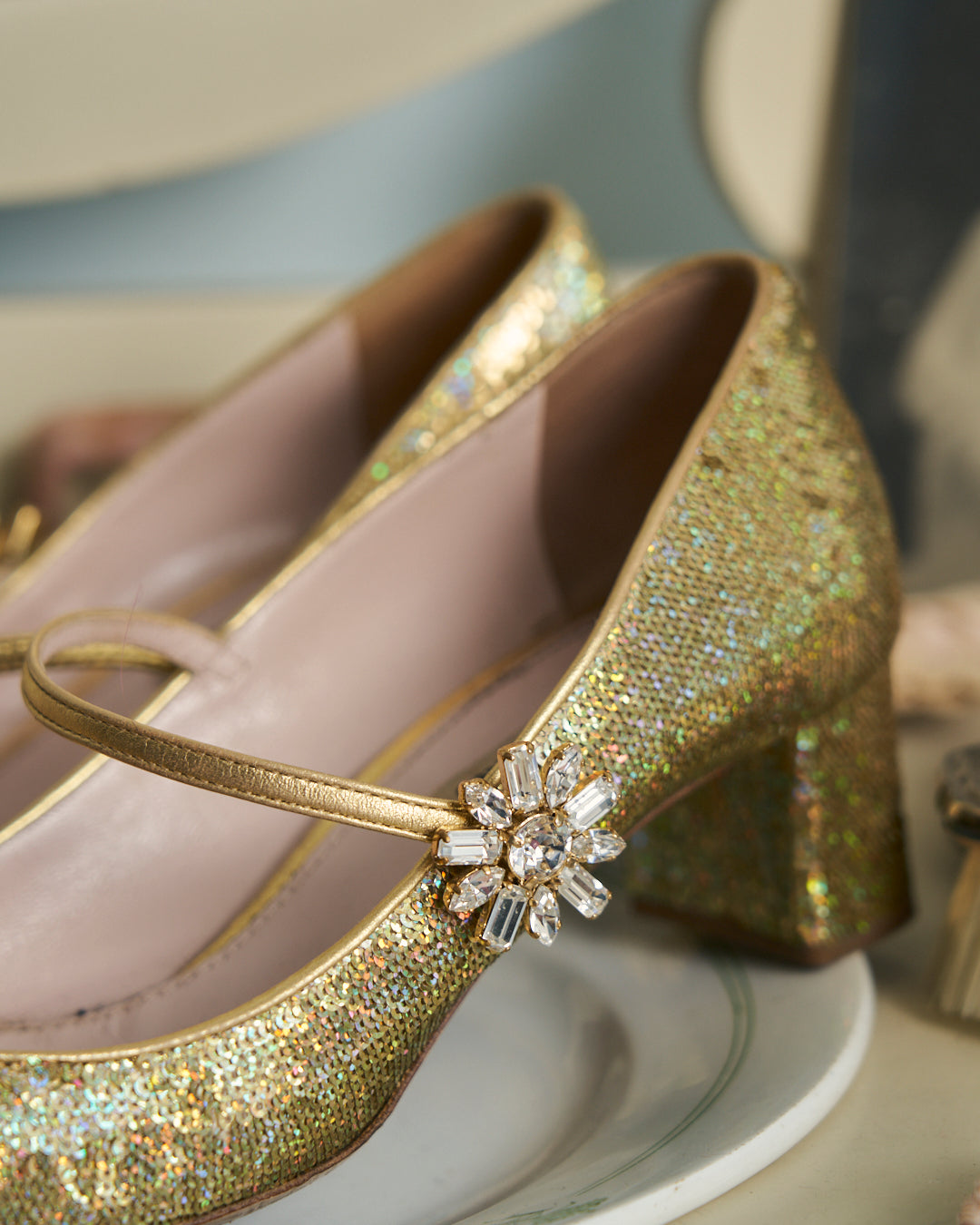 Mary Jane Miu Miu glitter oro
