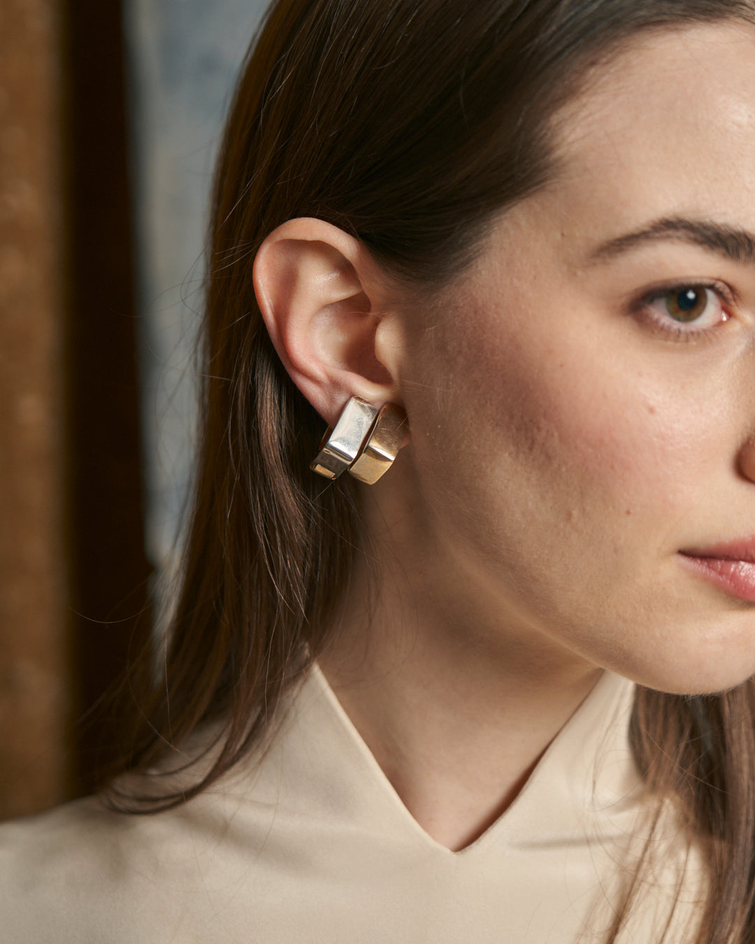 Orecchini a clip magnetico bicolor dorati e argentati