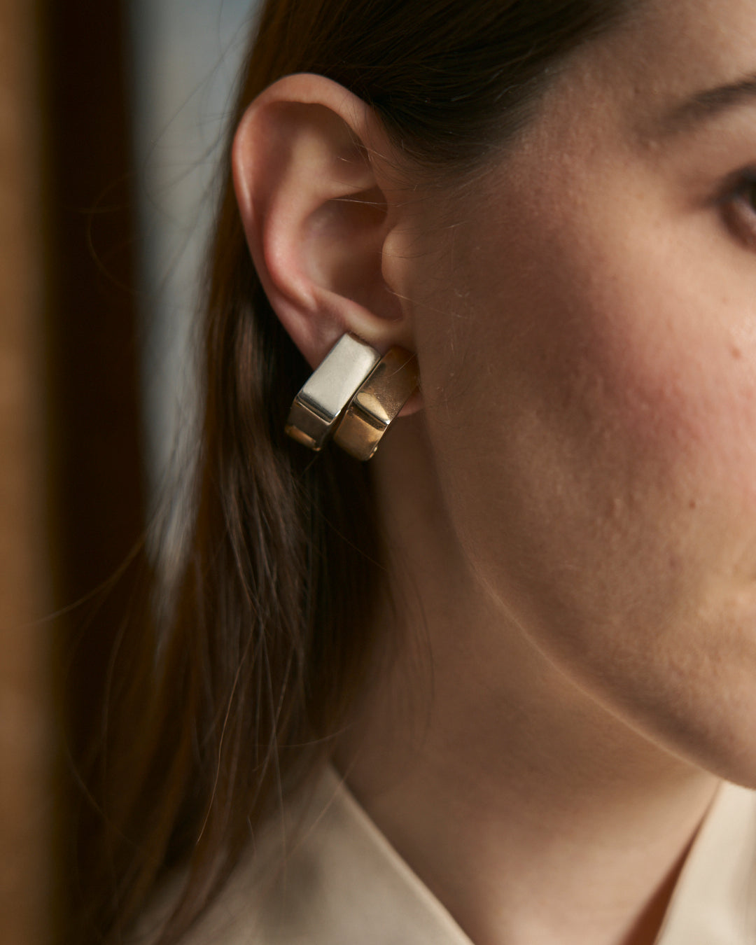 Orecchini a clip magnetico bicolor dorati e argentati
