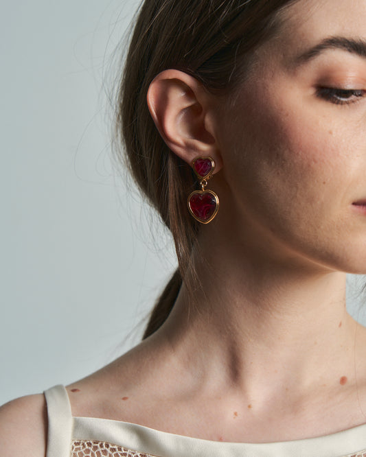 Orecchini granato cuore vintage
