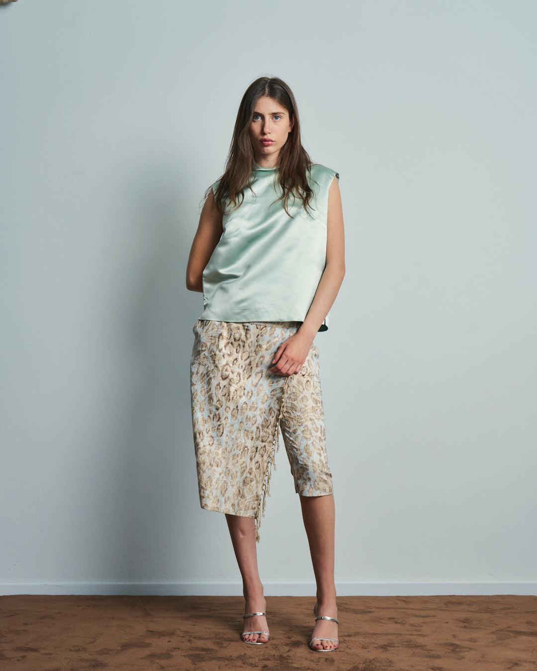 Pantalone capri Antonio Berardi ss99 con pannello davanti e baschina