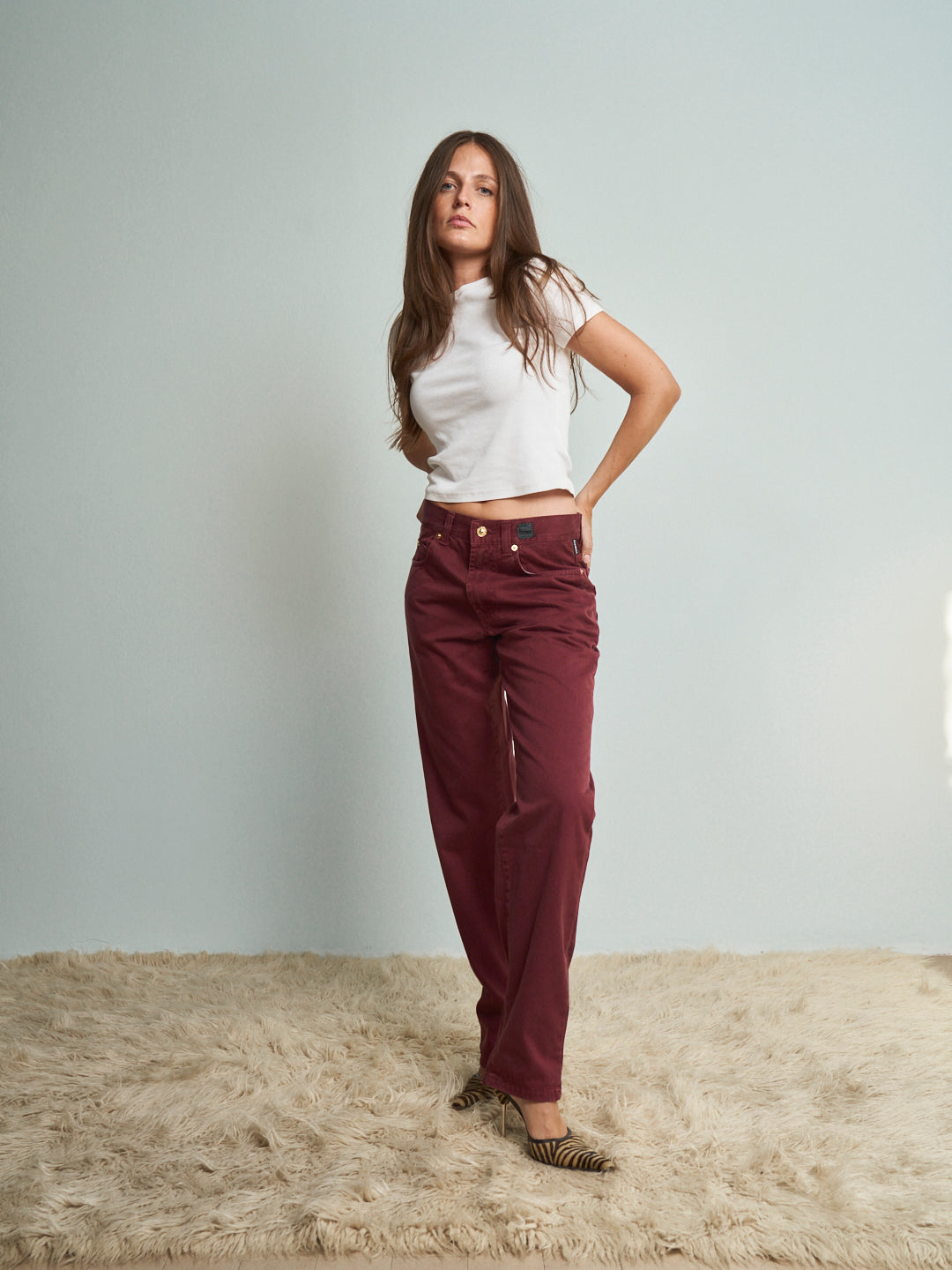 Pantaloni Versace uomo nuovi con cartellino vintage bordeaux