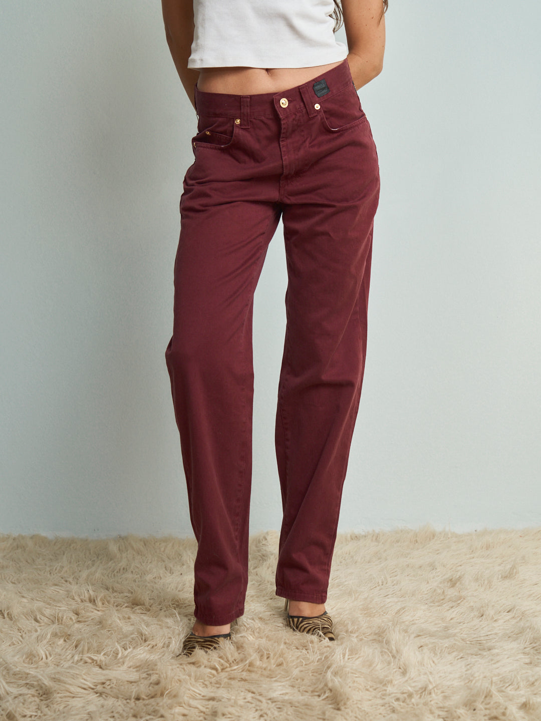 Pantaloni Versace uomo nuovi con cartellino vintage bordeaux