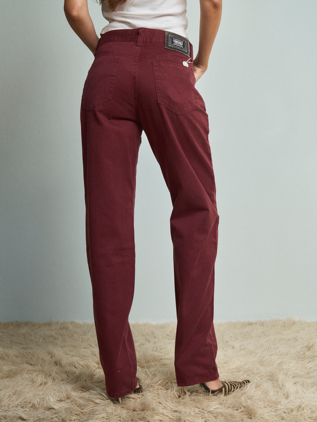 Pantaloni Versace uomo nuovi con cartellino vintage bordeaux