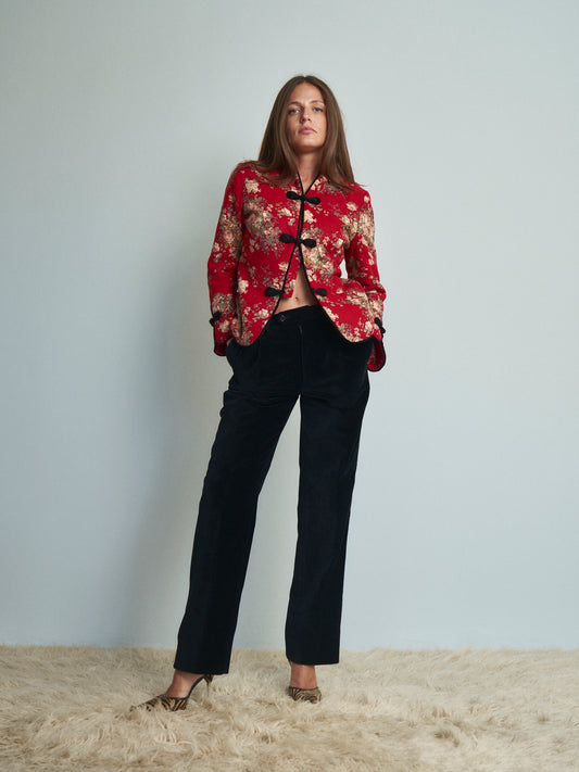 Pantaloni Velluto nero taglio classico maschile