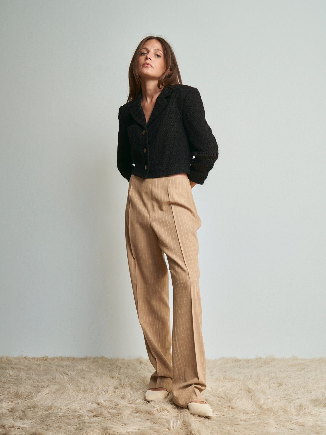 Pantaloni Gianfranco Ferre gessati beige