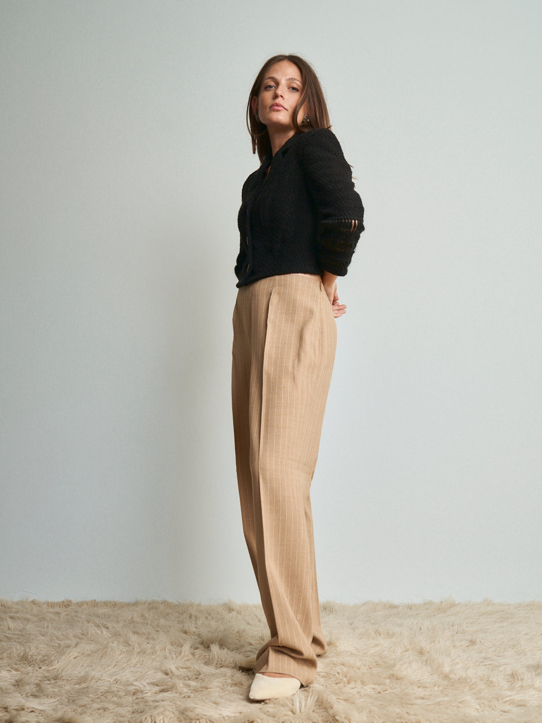 Pantaloni Gianfranco Ferre gessati beige
