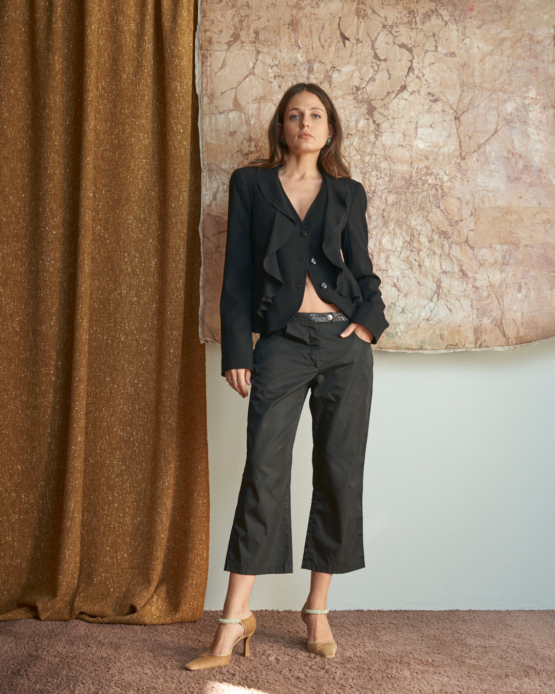 Pantalone Prada Vintage in nylon e pelle di pitone