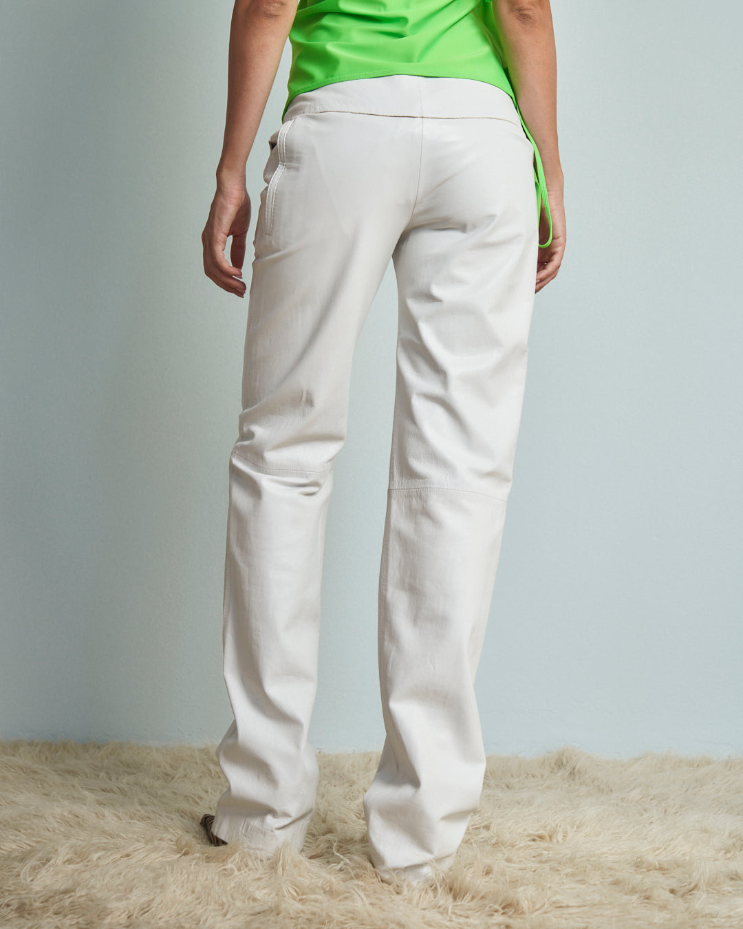 Pantalone Antonio Berardi in pelle bianco foderato