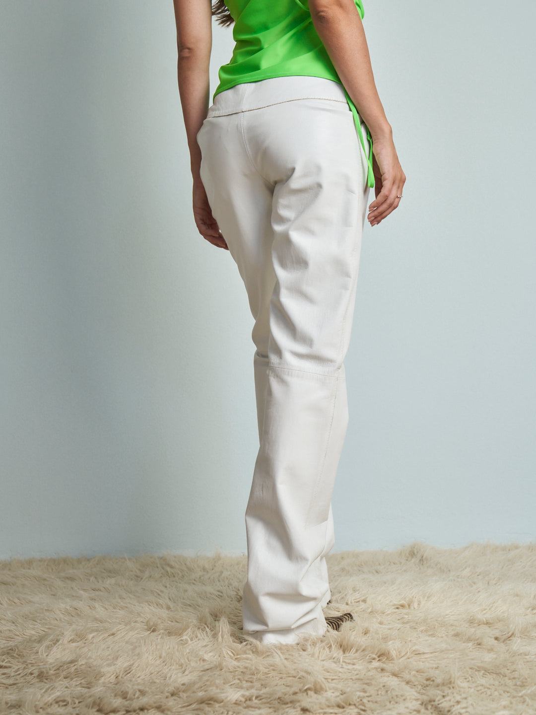 Pantalone Antonio Berardi in pelle bianco foderato