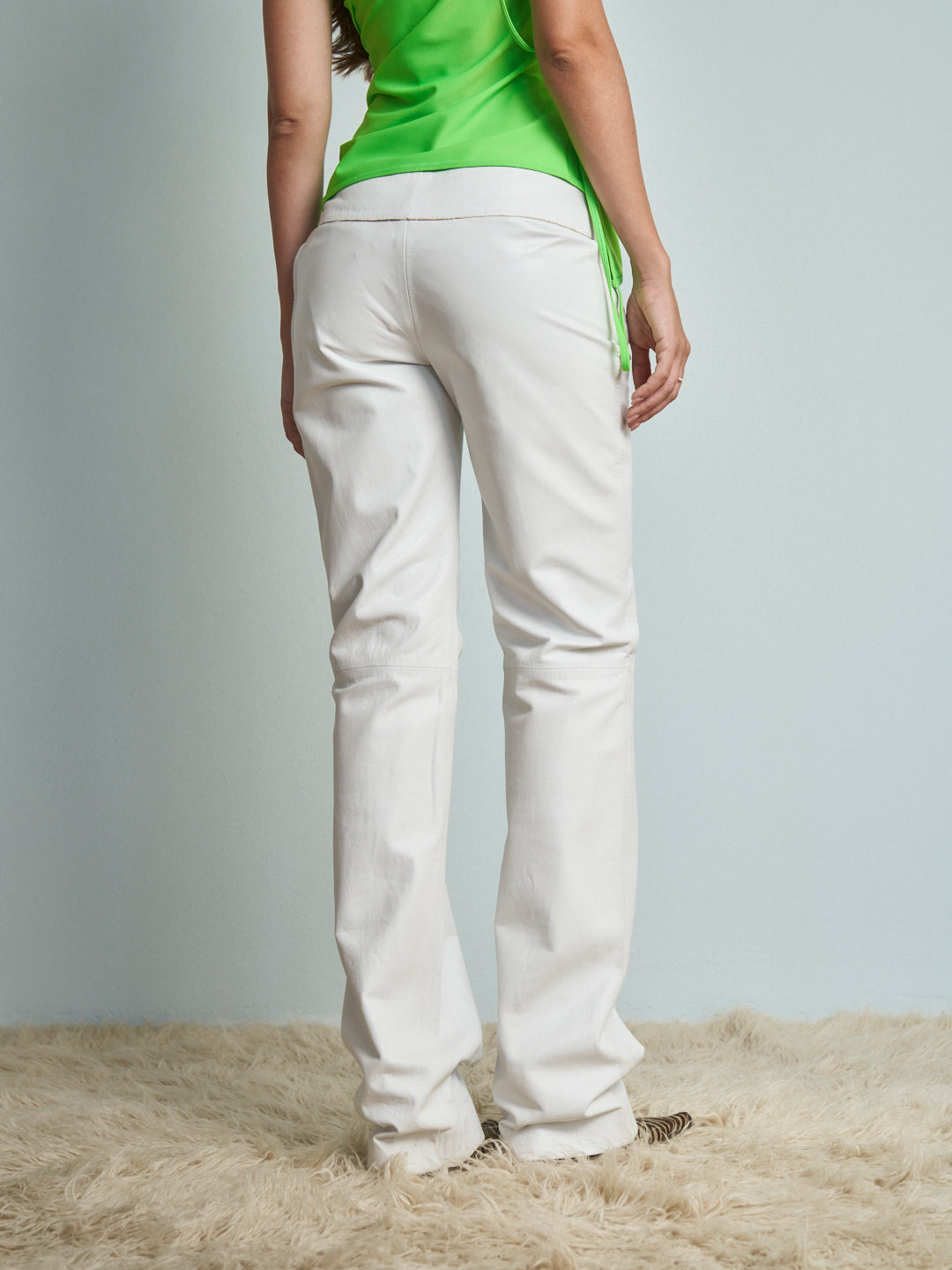 Pantalone Antonio Berardi in pelle bianco foderato
