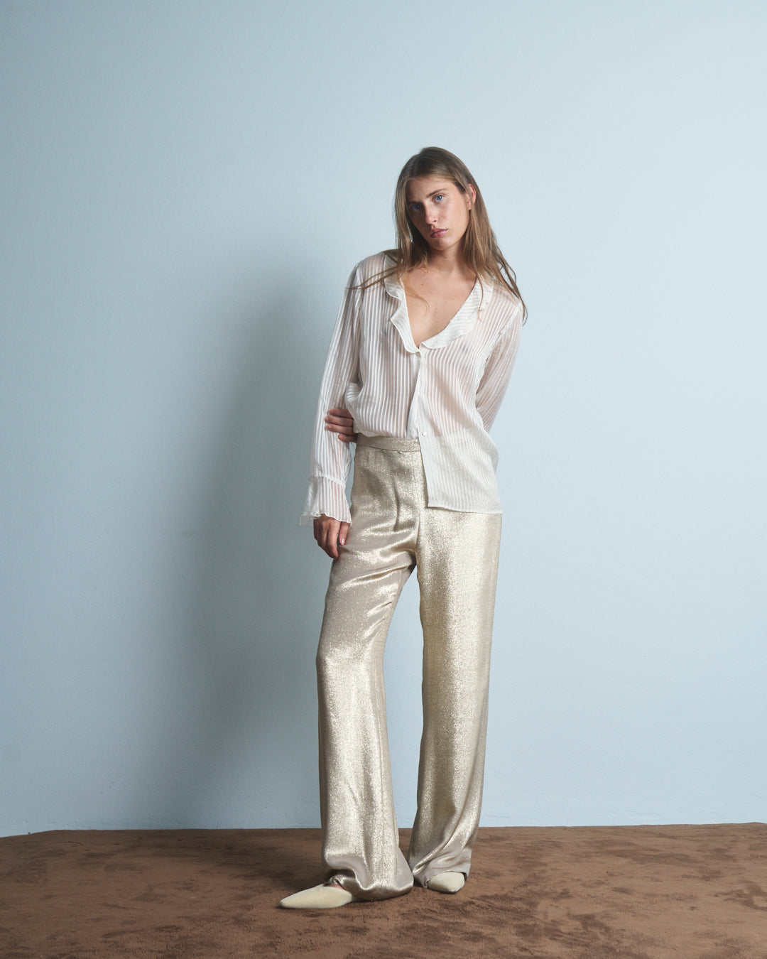 Pantaloni laminati fluidi sartoriali