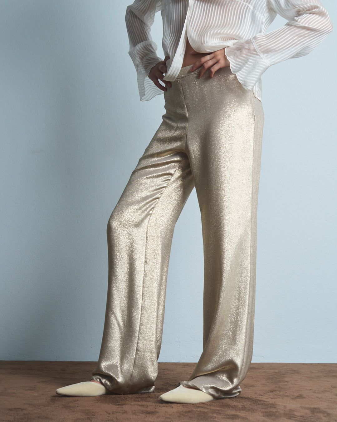 Pantaloni laminati fluidi sartoriali