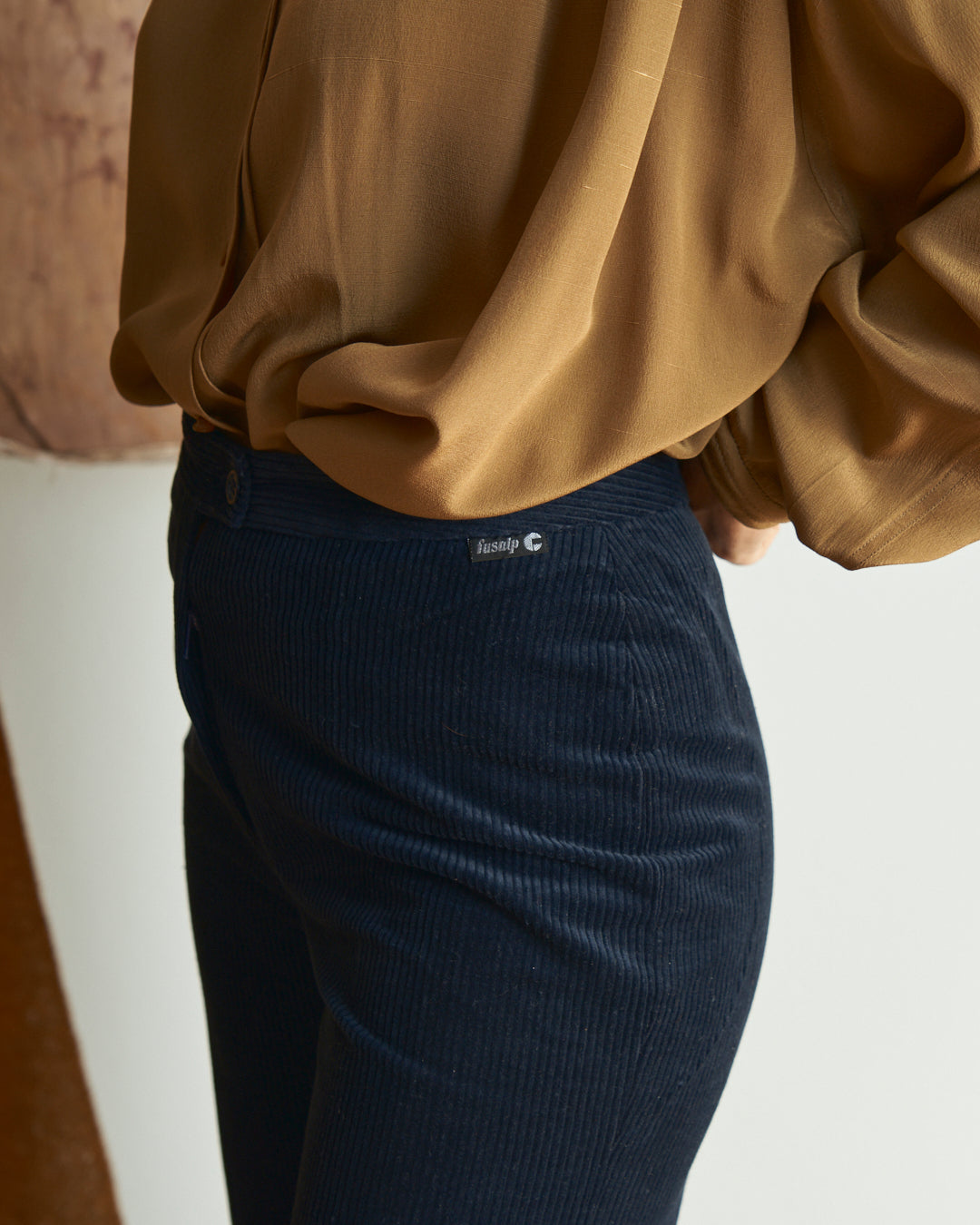 Pantalone anni 70 Fusalp in velluto a coste blu navy con cartellino