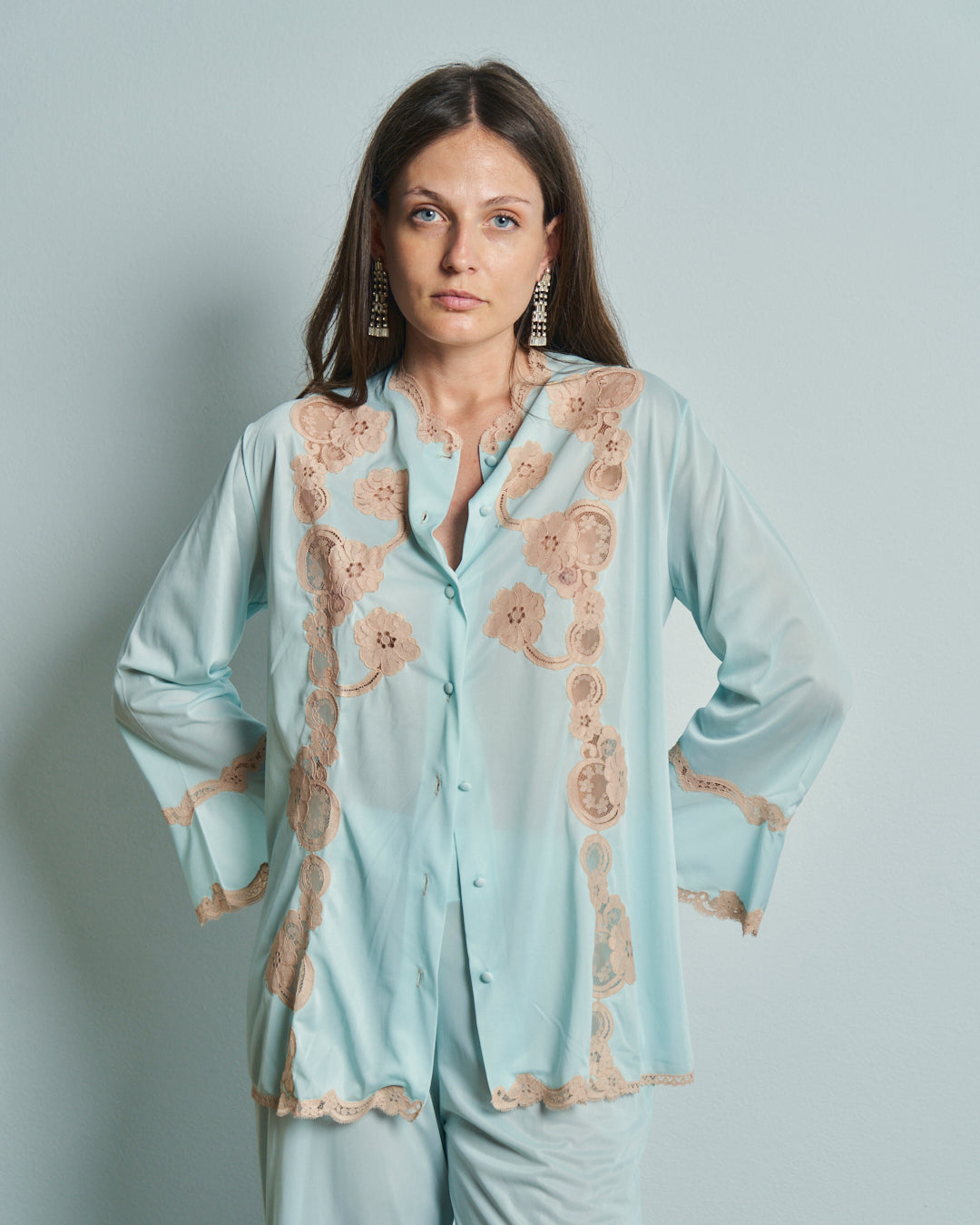 Pigiama anni 60 in rayon jersey e pizzo