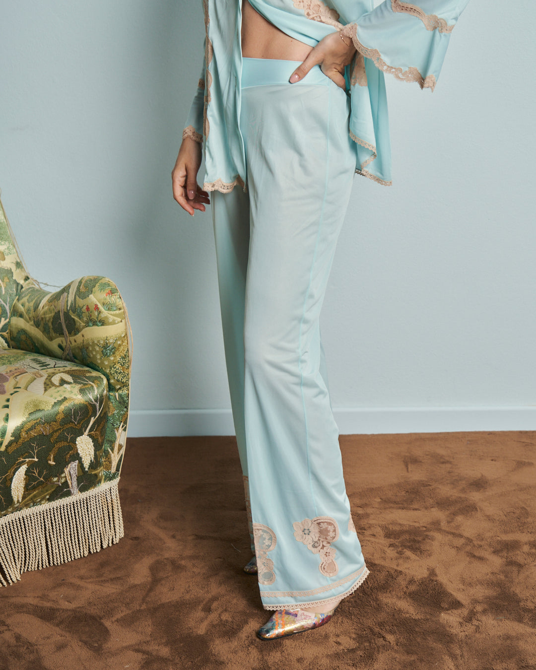Pigiama anni 60 in rayon jersey e pizzo