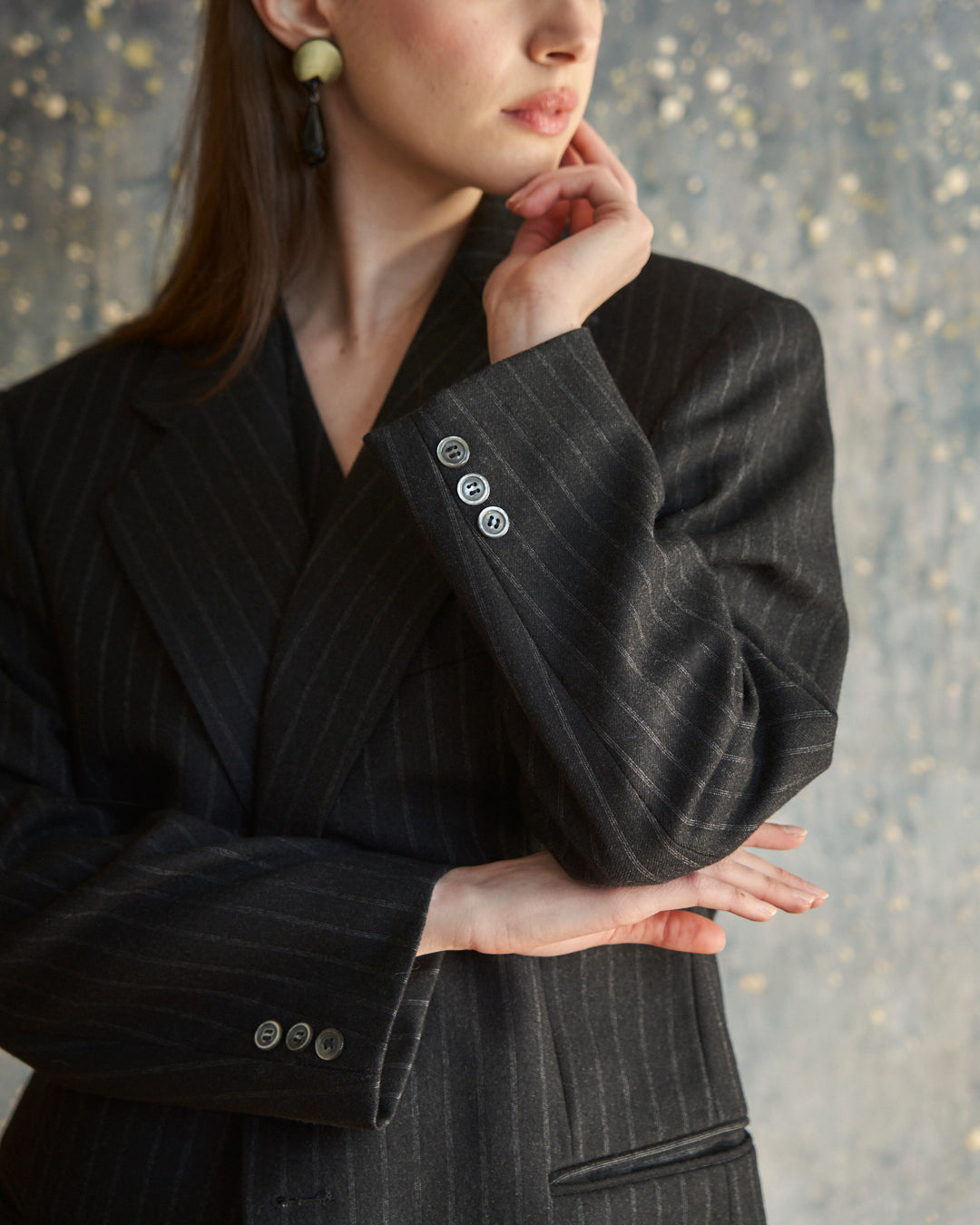 Completo set Blazer e Gilet gessato grigio antracite