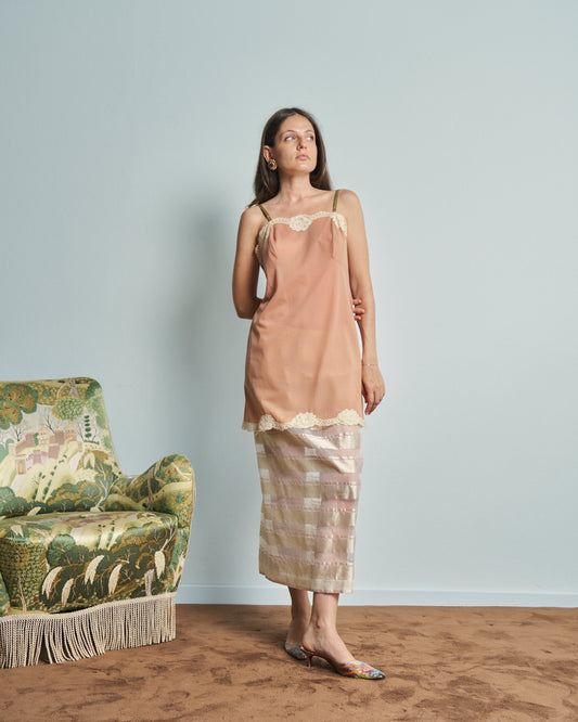 Sottoveste anni 50 in rayon e pizzo