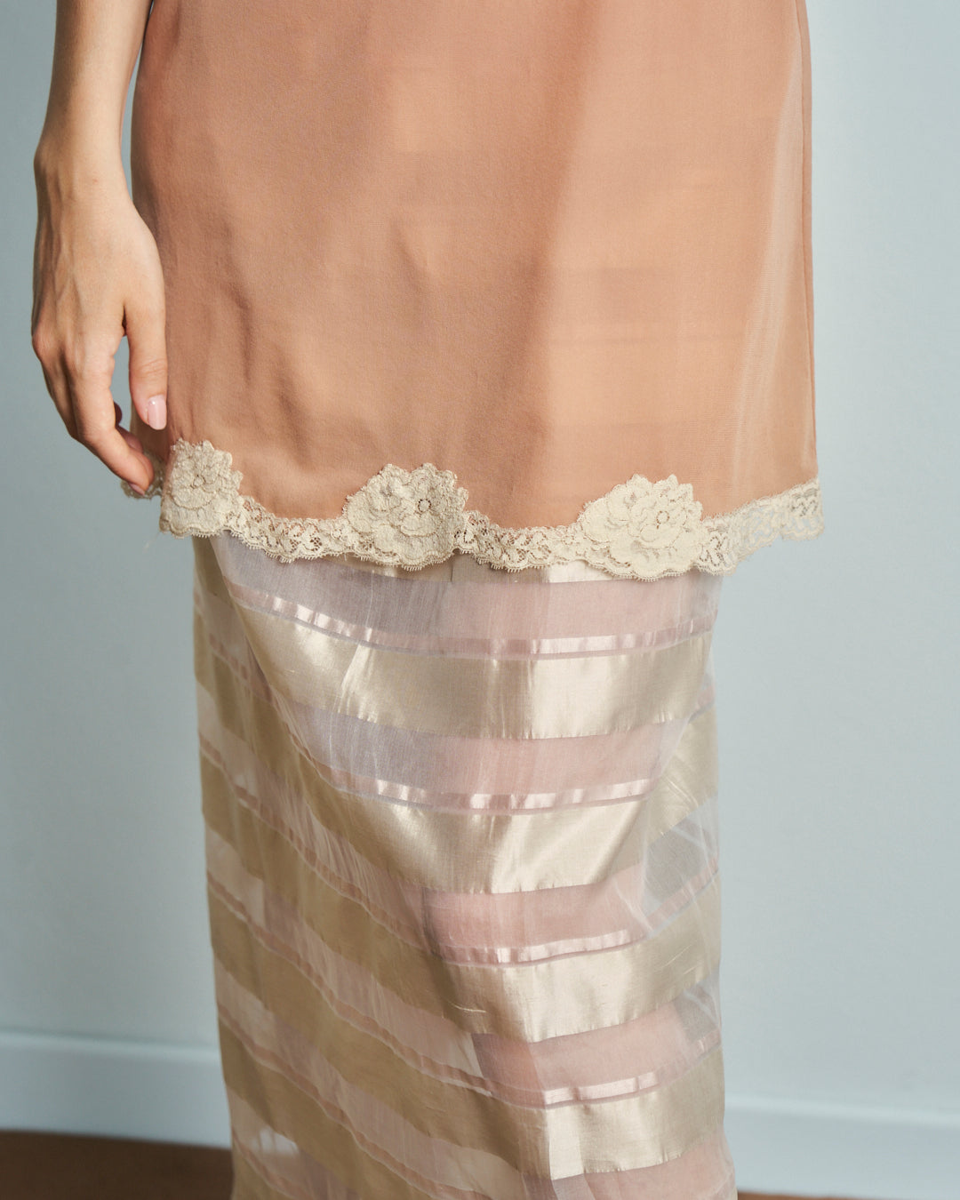 Sottoveste anni 50 in rayon e pizzo