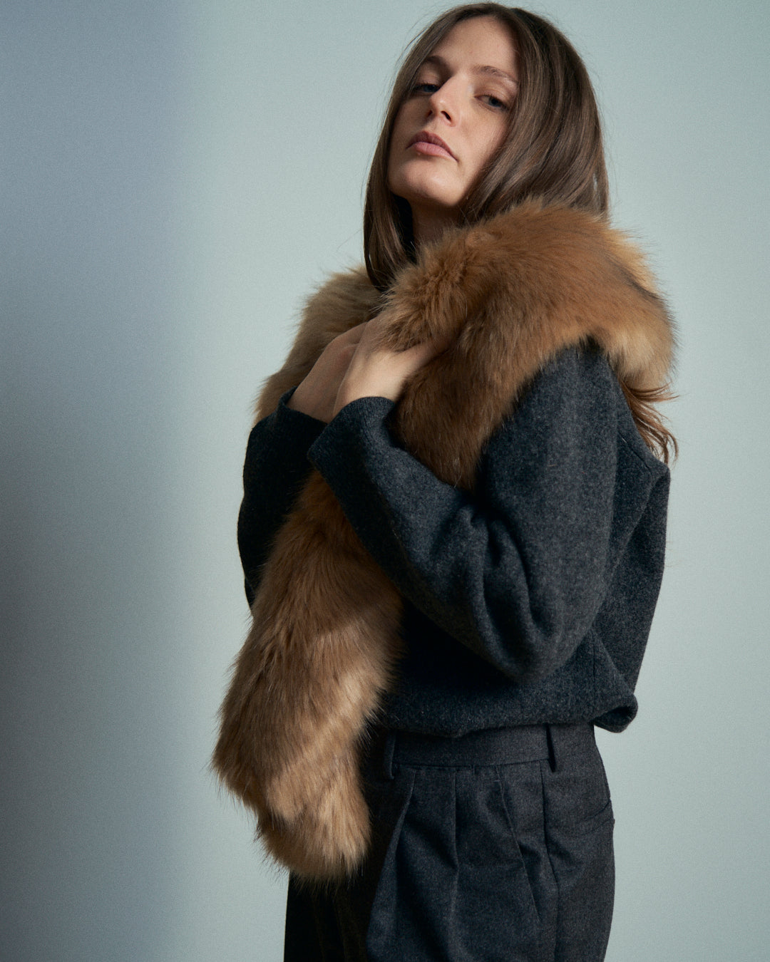 Stola in pelliccia ecologica miele