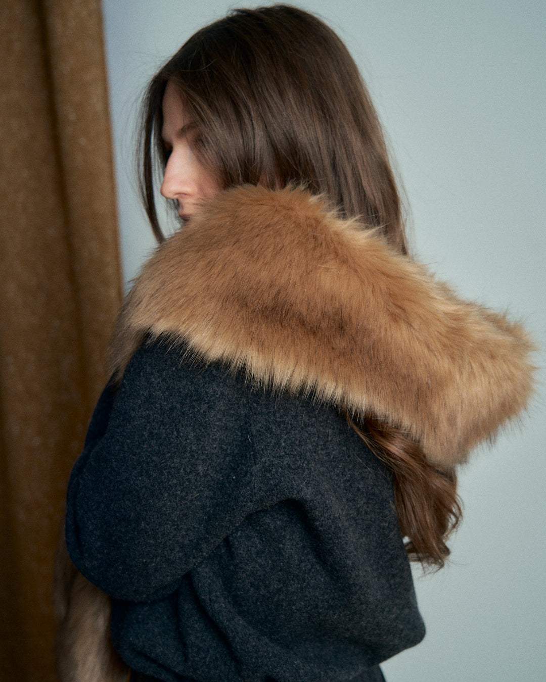 Stola in pelliccia ecologica miele