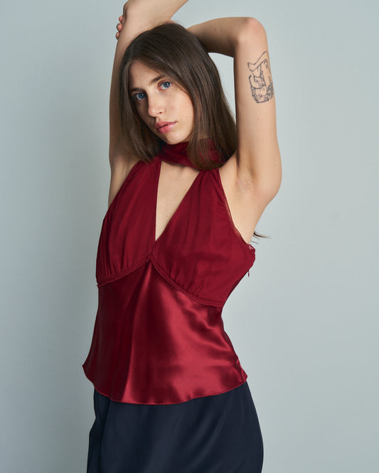 Top in seta burgundy anni 2000