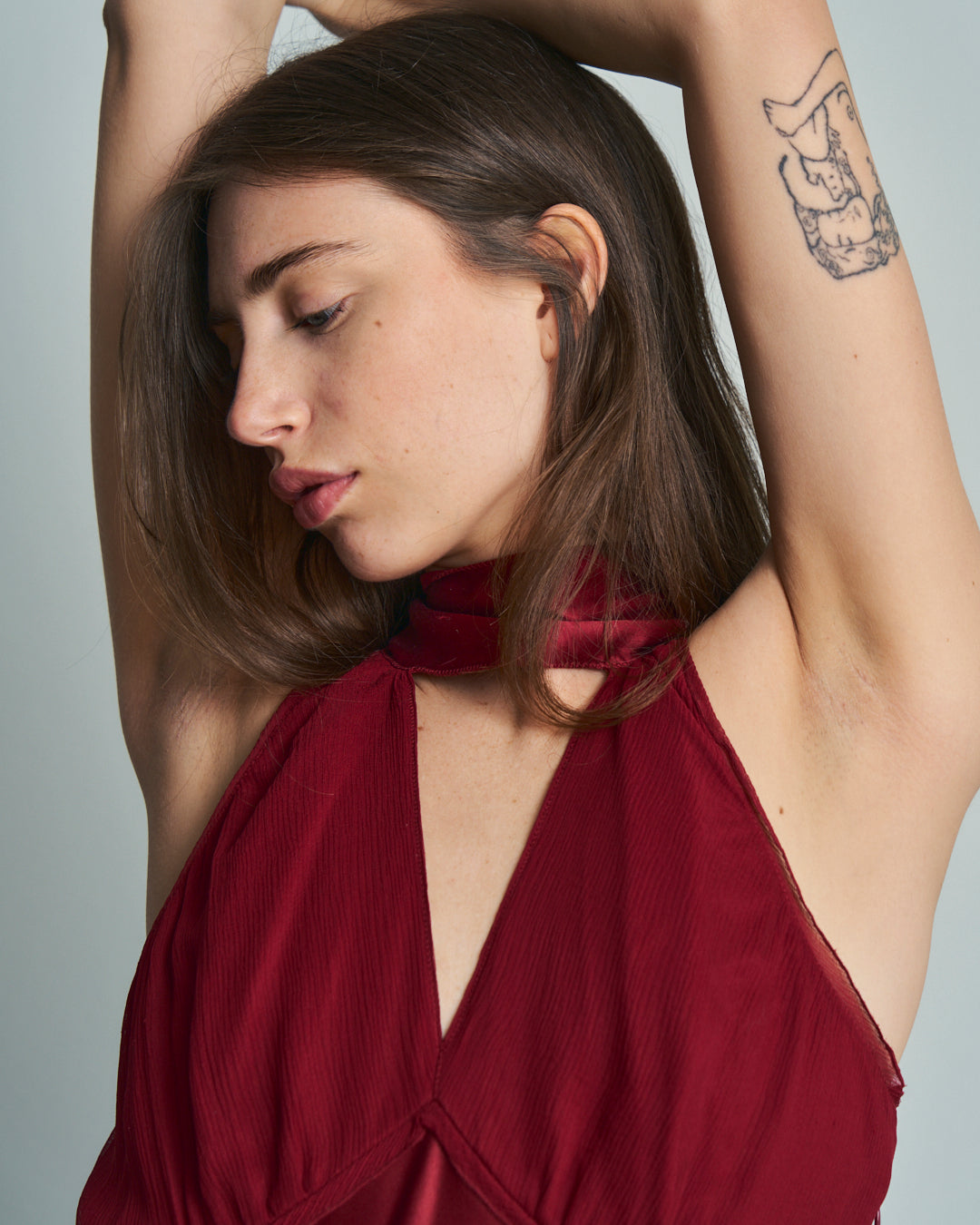 Top in seta burgundy anni 2000