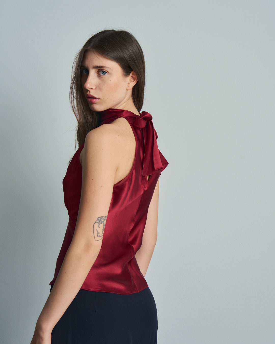 Top in seta burgundy anni 2000