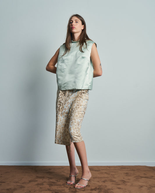 Top in seta anni 60 azzurro