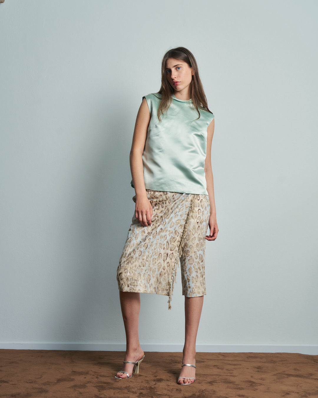 Top in seta anni 60 azzurro