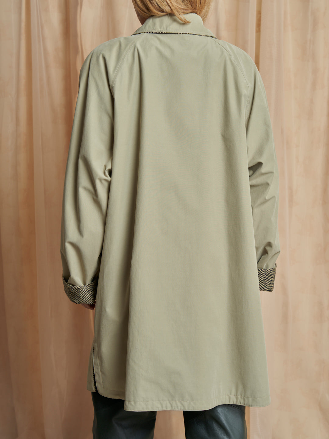 Trench double face in cotone e lana spigata