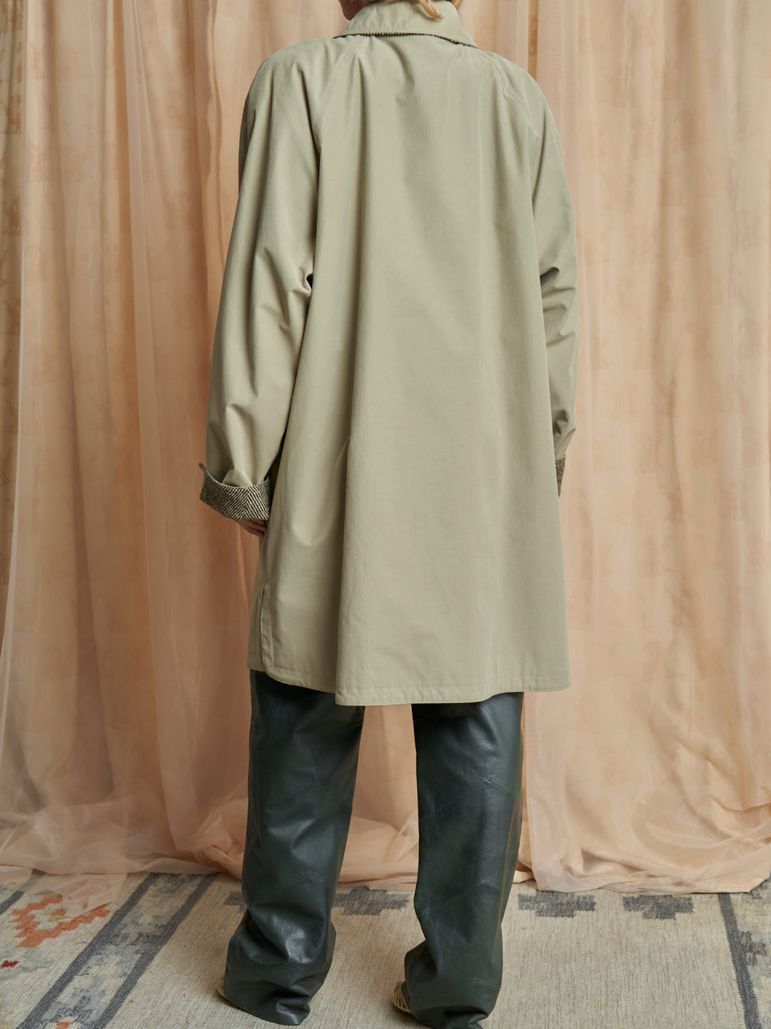 Trench double face in cotone e lana spigata