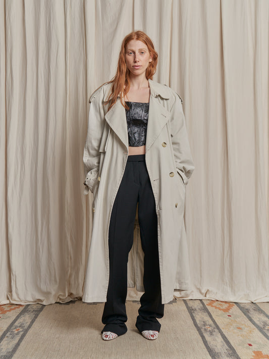 Trench vintage spalle alte color chiaccio